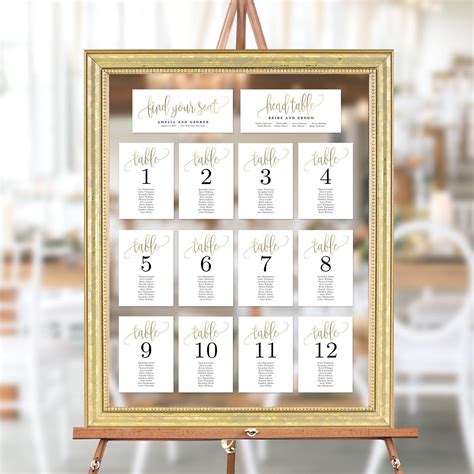 Wedding Seating Chart Template Set Printable Table Seating Plan