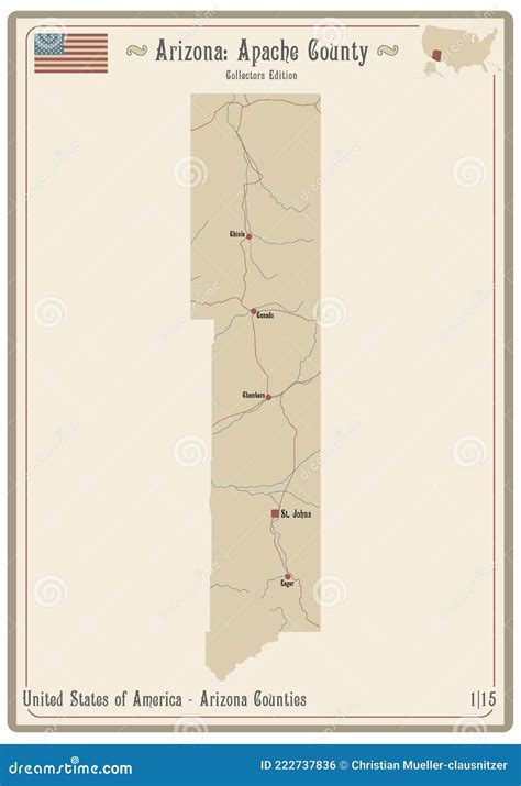 Map Of Apache County In Arizona Stock Vector Illustration Of Colorful