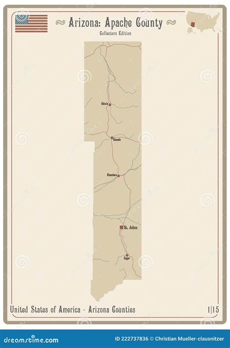 Map of Apache County in Arizona Stock Vector - Illustration of colorful ...