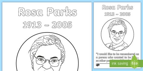 Rosa Parks Colouring Page Significant Individuals Twinkl