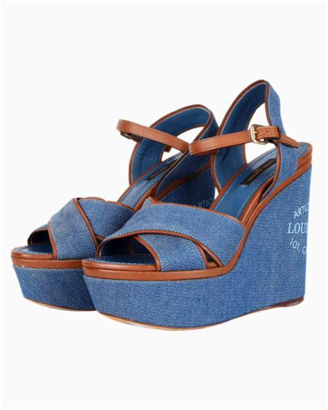 Sand Lia Louis Vuitton Original Anabela Jeans Azul Feminina