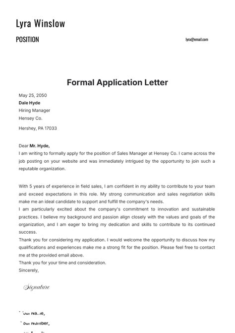 Free Formal Application Letter Template Edit Online And Download