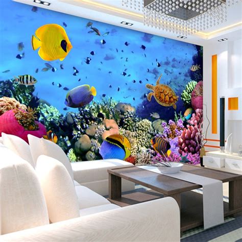 Photo Wallpaper 3D Stereo Underwater World Tropical Fish Wall Mural