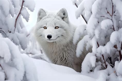 Premium AI Image | Arctic fox camouflage against snowy landscape