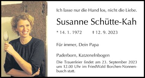 Traueranzeigen von Susanne Schütte Kah rz trauer de