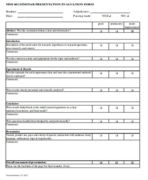 FREE 10 Sample Seminar Evaluation Forms In MS Word PDF