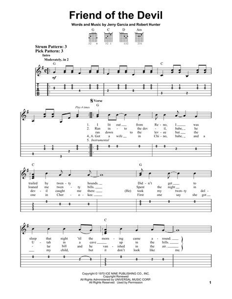 Friend Of The Devil by Grateful Dead - Easy Guitar Tab - Guitar Instructor