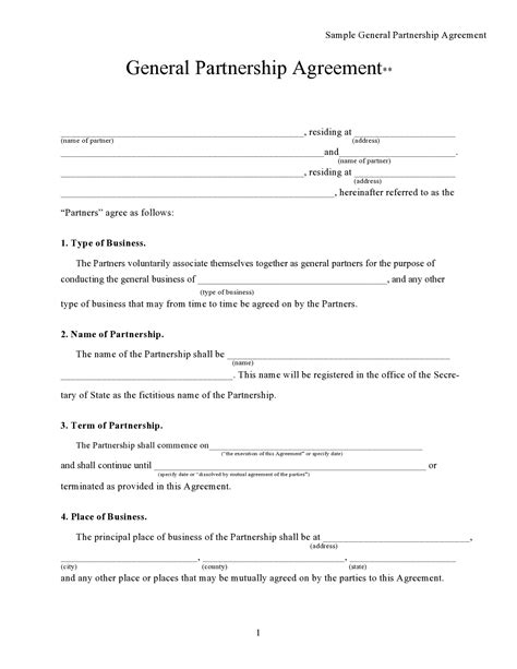 30 Partnership Agreement Templates Business Real Estate