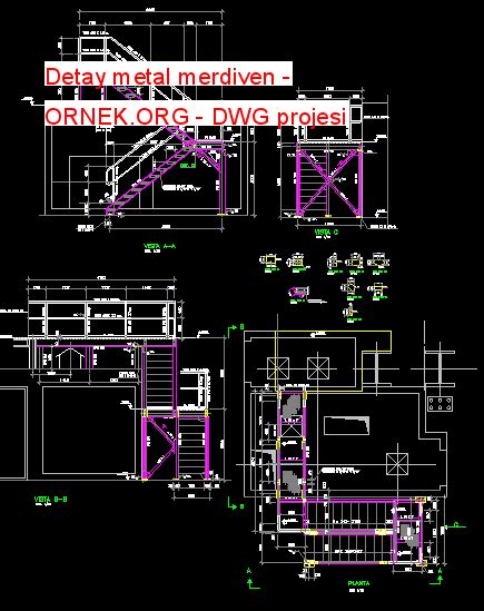 Proje Sitesi Detay Metal Merdiven Autocad Projesi