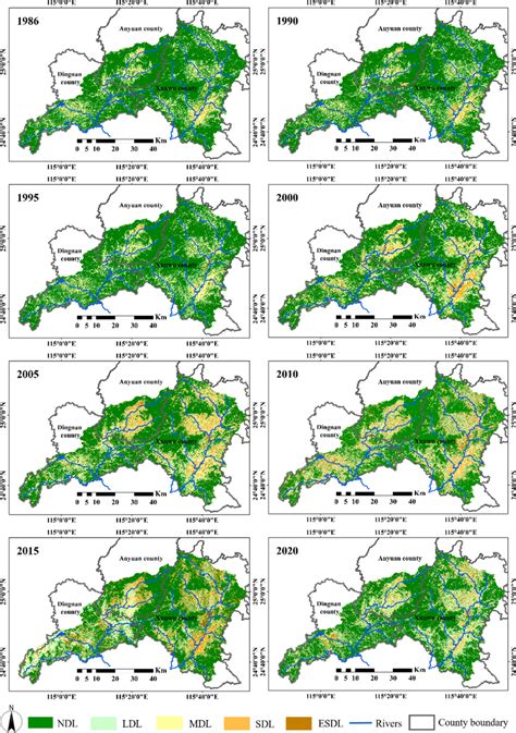 The desertification map of the DSA from 1986 to 2020 | Download ...