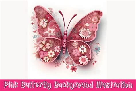 Pink Butterfly With Flowers Sublimation Graphic By Magic Craft