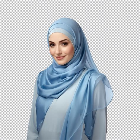 Premium Psd Portrait Of A Muslim Woman Wearing A Blue Hijab Isolated