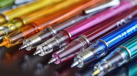 Ballpoint Pens Of Different Colors Background Pen Ball White