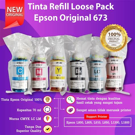 Jual Tinta Epson 673 T673 Original Loosepack Cyan Magenta Yellow Black