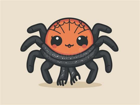 Cute Cartoon Spider with Big Eyes and a Black Scarf Stock Illustration ...