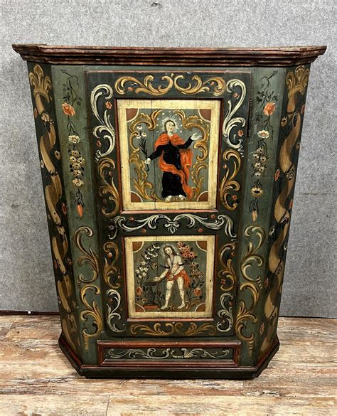 Proantic Armoire Bernoise De Mariage En Bois Polychrome