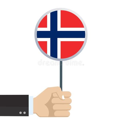 Norway Circular Flag Hand Holding Round Norwegian Flag National Symbol Vector Illustration