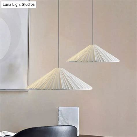 Nordic Style Ribbed Cone Pendant Light White Pink Blue Light