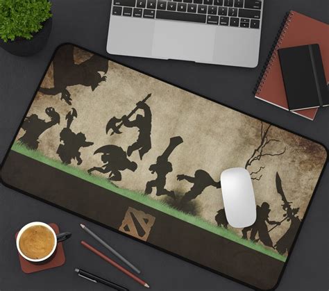 Dota Heroes Teamfight Silhouette Desk Mat Dota Gaming Gift Dota