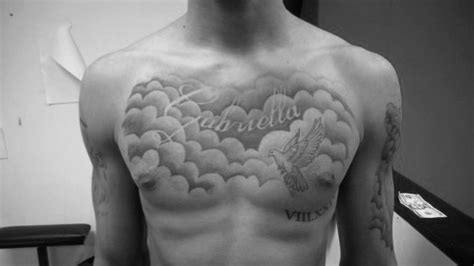 50 Cloud Chest Tattoos For Men Blue Sky Ink Design Ideas