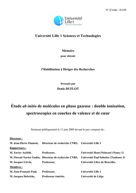 Pdf Habilitation Thesis French Étude Ab Initio De Molécules En