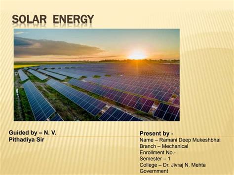 Solar Energy Presentation Ppt Ppt