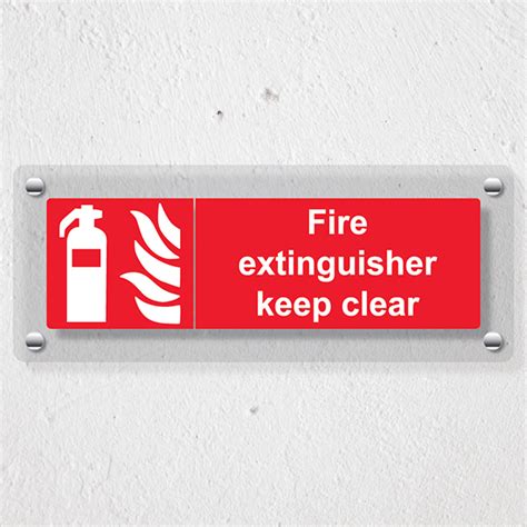 Fire Extinguisher Keep Clear Landscape Acrylic Sign Safetysigns4less