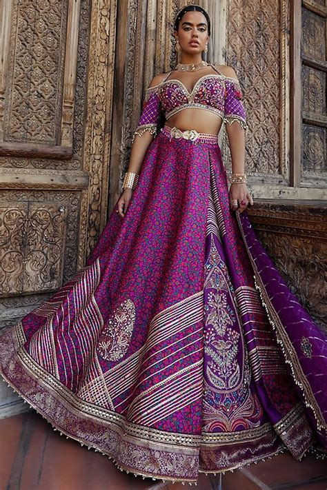 Purple Floral Printed Lehenga Set Design By Aditi Gupta At Pernias Pop