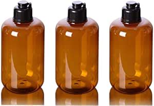 VASANA 3PCS 300ml 10oz Empty Refillable Amber Plastic Squeeze Bottles