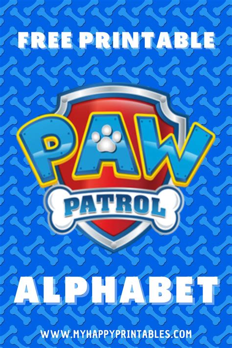 Free Printable Paw Patrol Alphabet My Happy Printables