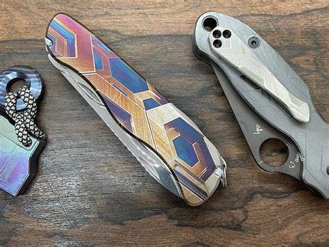 111mm Falcon Heat Ano Engraved Titanium Scales For Swiss Army Sak