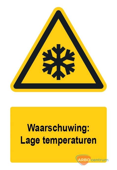 Waarschuwingsbord Sticker Lage Temperaturen Met Tekst Kopen