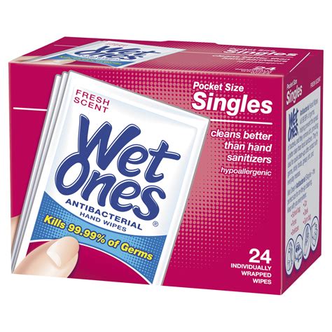 Wet Ones Moist Towelettes Singles Anti-Bacterial Fresh Scent 24CT Box | Garden Grocer