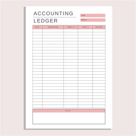 Printable Accounting Ledger Bookkeeping Template Small Business