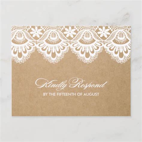 Rustic Lace Wedding Rsvp Post Card Zazzle