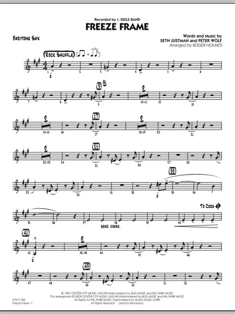 Freeze Frame Baritone Sax By Roger Holmes Sheet Music For Jazz