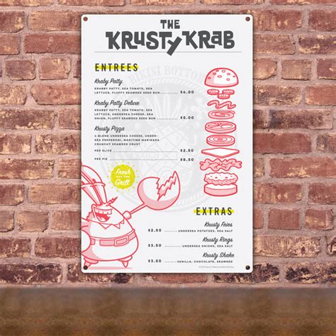 The Krusty Krab Menu Metal Sign – SpongeBob SquarePants Shop