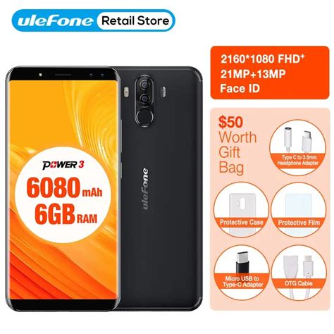 Ulefone Power 3 6 0 18 9 Full Screen Smartphone 6080mAh 5V 3A MT6763