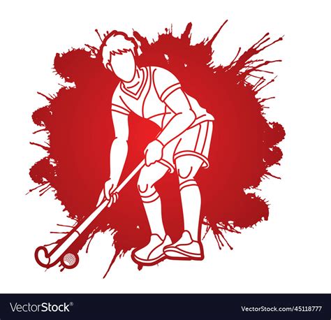 Field Hockey Sport Male Player Action Royalty Free Vector