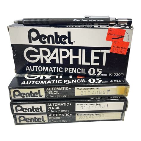 Vintage Japan 12 Pentel 05mm Pg305 Graphlet Grelly Usa