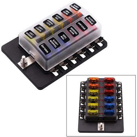 Way Blade Fuse Box Holder With Led Warning Light Kit For Car Boat