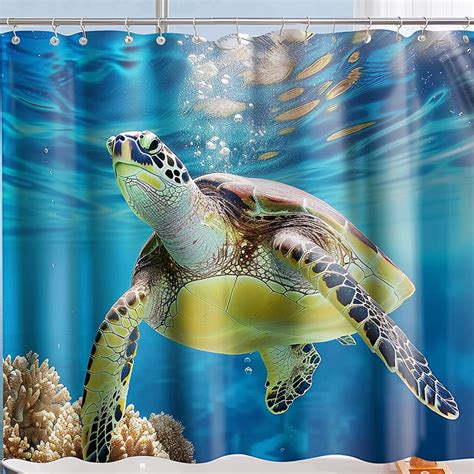 Ocean Serenity Turtle Swimming In Hyperrealistic Water Texture Blue