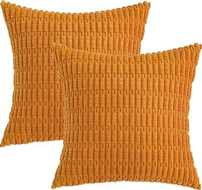 Amazon MIULEE Fall Dark Rust Corduroy Decorative Throw Pillow