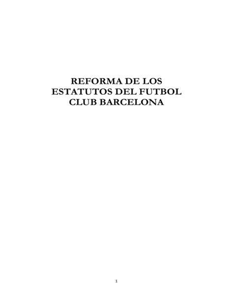 Reforma De Los Estatutos Del Futbol Club Barcelona