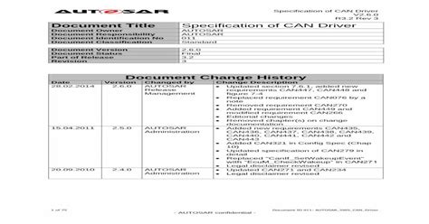 Specification Of Can Driver Autosar Pdf Document