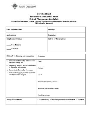 Fillable Online Certified Staff Summative Evaluation Form School