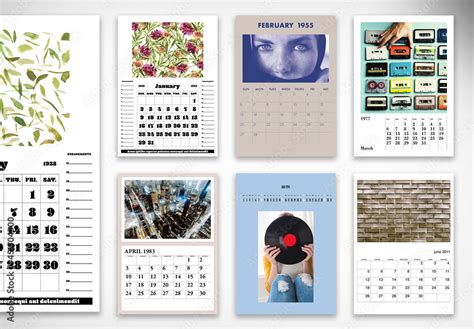 2022 Retro Reusable Wall Calendars Layout Stock Template Adobe Stock