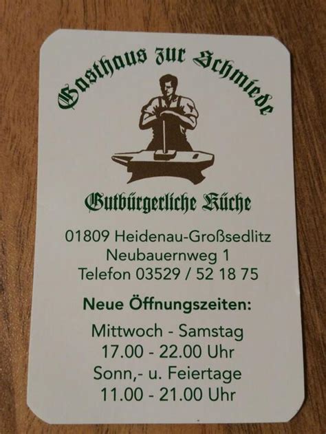 Speisekarte Von Zur Schmiede Gro Sedlitz Restaurant Heidenau