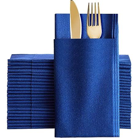 Amazon Disposable Linen Feel Dinner Napkins With Built In Flatware