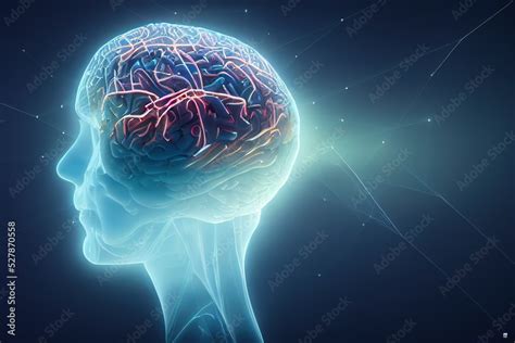 Digital Illustration Of Human Brain Electrical Activity Flashes And